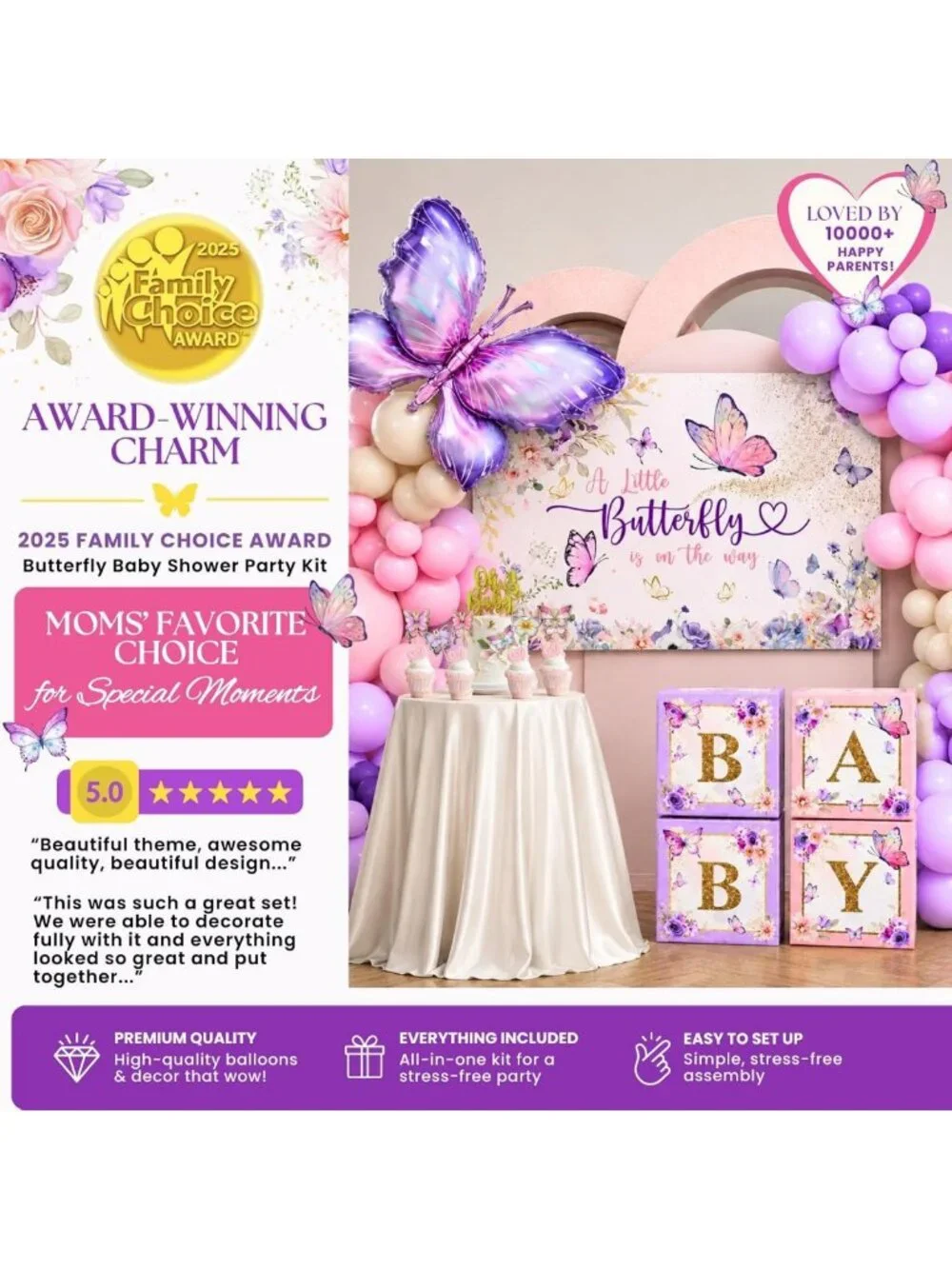 195 Pc Butterfly Baby Shower Decorations - Adorable Theme for New Arrival